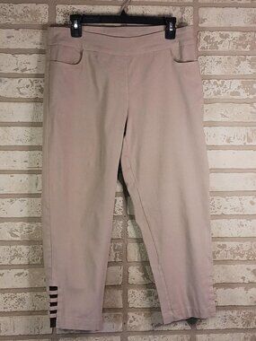 Slim-Sation Womens Size 12 Capri Pants Khaki Stretch Pullon